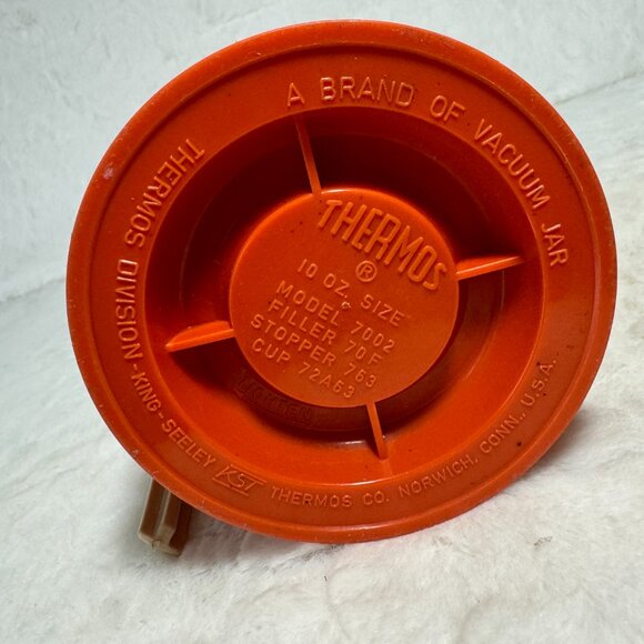 Vintage Thermos 10oz Insulated Hot or Cold Food Cup Orange King Seely Model 7002 - Picture 4 of 9